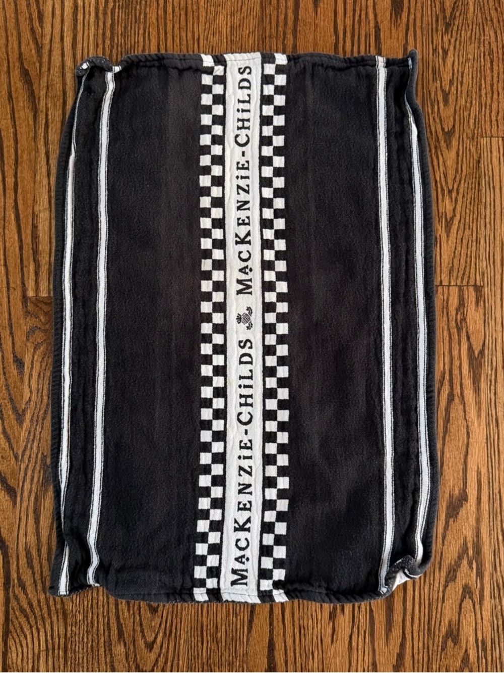 MacKenzie-Childs Black and White Check Stripe Dish Towel